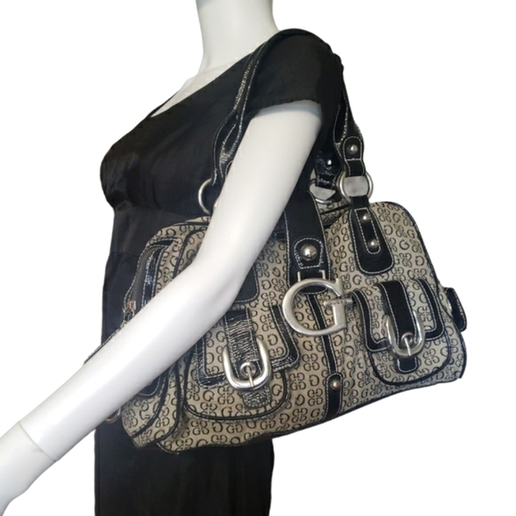 Guess Handbags - Vintag Guess So Beautiful Black & Gray Shoulder Bag